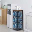 5 Gallon Water Jug Holder, 3-Tier Water Bottle Holder with Wood Top Shelf, Heavy Duty Water Cooler Jug Rack, Water Dispenser Storage Stand for Kitchen Office and Living Room