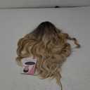 Honygebia Wavy Blonde Wig with Bangs - Ombre Curtain Bang Wigs for Women, Long Wave Ash Blond Dark Roots Hair, Synthetic Heat Resistant Natural Cute Wig for Halloween/Christmas/Cosplay/Costume/Party