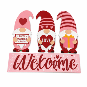 Valentine Gnomes Decorations for Home 9"H Valentines Day Love Gnome Blocks Decor Famhouse Romantic Valentine's Day Gnome Wooden Signs Tabletop Decor for Wedding Anniversary Party Supplies