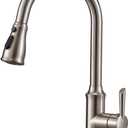Kitchen Sink Faucet, Peppermint 3 Hole Faucet for Kitchen Sink with Pull Down Sprayer Fingerprint Resistant Single Handle Commercial Kitchen Sink Faucet with Nylon Hose, Brushed Nickel