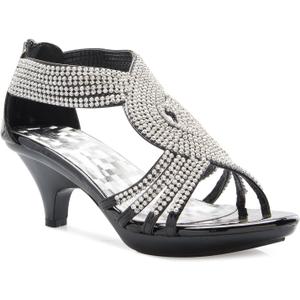OLIVIA K Women's Open Toe Strappy Rhinestone Dress Sandal Low Heel Wedding Shoes (7.5)