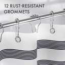 AmazerBath Navy Blue Shower Curtain, Blue and White Striped Bathroom Shower Curtain with 12 Shower Curtain Hooks, Rustic Fabric Blue and White, 72x72 Inches