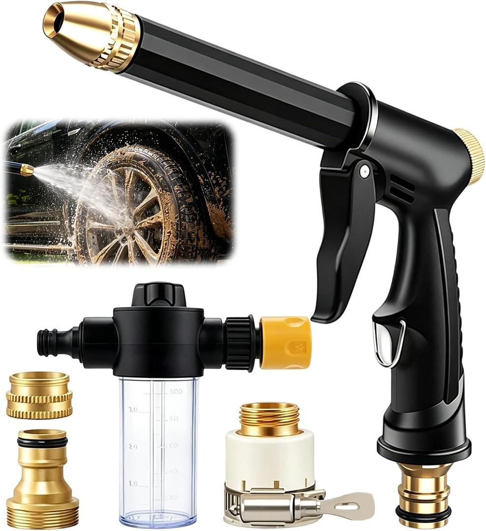 2026 New Pressure Washer Wand, Garden Water Hose Nozzle with 360 Rotating, Various Spray Effects, Pressure Handheld Power Washer Nozzle for Car Washing Patio Garden Outdoor Cleaning
