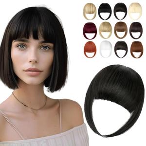 Clip in Bangs, Synthetic French Bangs Hair Clip, Fake Bangs Fringe with Temples Hairpieces 889
