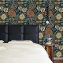 Yasinet Peel and Stick Wallpaper Boho Wallpaper Dark Blue Contact Paper Vintage Waterproof Removable Self-Adhesive Wall Paper for Bathroom/Bedroom/Shelves/Cabinet Vinyl 17.3  196.8  (Dack Blue and Clay Color)