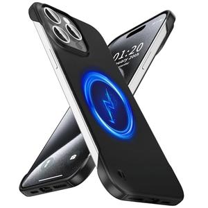 GRECAZO Magnetic Ultra Thin Frosted Designed for iPhone 15 Pro Max Frameless Case 6.7 inch [Compatible with MagSafe] Slim Minimalist Lightweight Matte Hard Cover Protective Borderless Case-Black