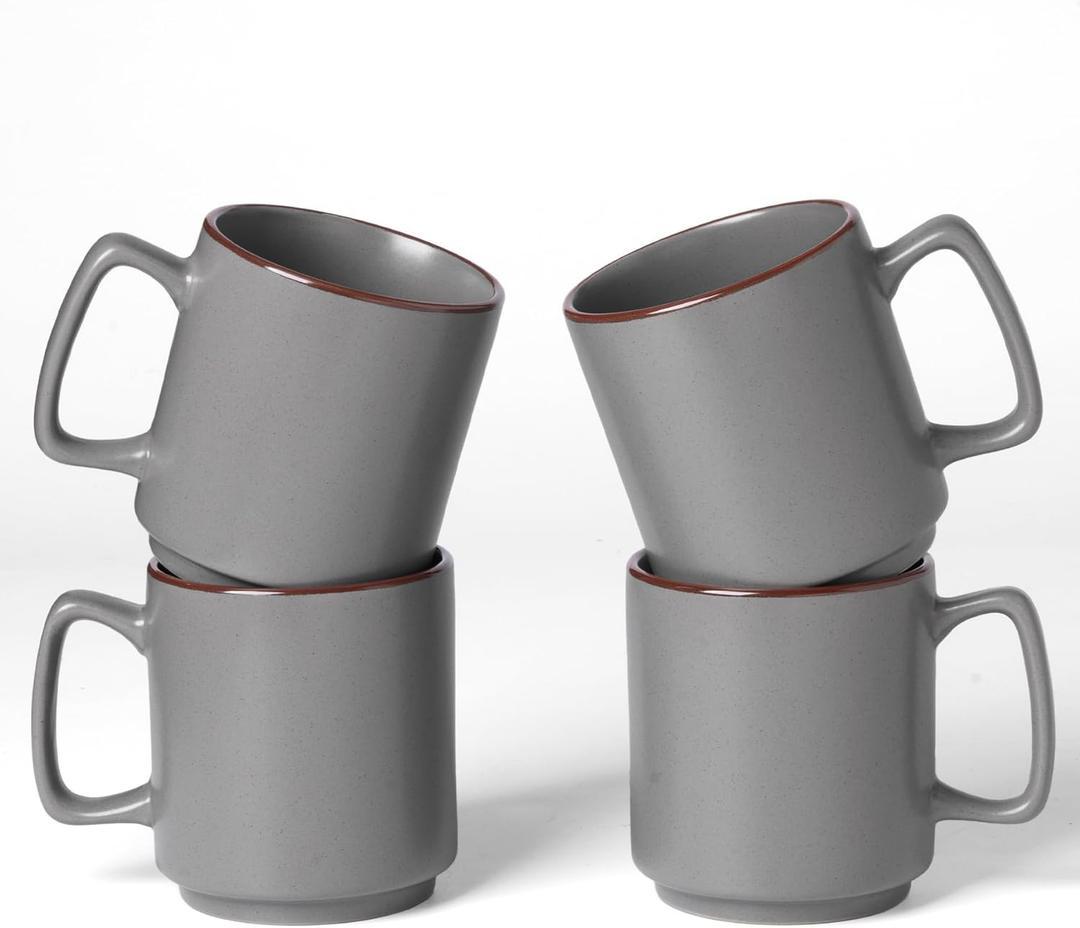 famiware Coffee Mugs Set of 4, Nebula 14oz Coffee Mugs, Ceramic Cup Set with Handle for Latte, Tea, Milk, Cappuccino, Cocoa, Dark Gray