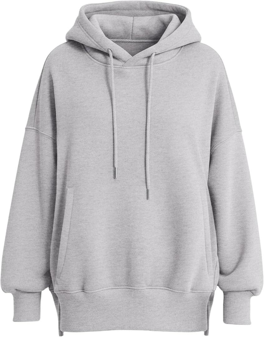 PRETTYGARDEN Women's 2025 Fall Fashion Oversized Hoodies Sweatshirt Fleece Long Sleeve Going Out Tops Trendy Winter Clothing (Light Grey, Medium)  