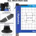 32ft Portable Outdoor Volleyball Net Set for Grass Backyard Beach with 1.25" Height Adjustable Steel Poles, 28-ply Durable PE Net, PU Volleyball & Pump, Carry Bag (Dark Blue + Light Blue, 32ft)