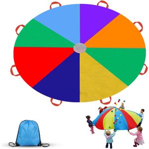 Gimilife 9ft Parachute Toys for Kids, Rainbow Parachute Toy with 8 Durable Handles, Toy Tent Game for Cooperative Play Games, Outdoor Kids Playground Activities for Girl Boy Toddlers Birthday Gift(L)