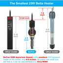 DaToo Mini Aquarium Heater 25W Small Fish Tank Heater 25 Watt with Free Thermometer Sticker