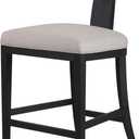 Benjara CID Sten 27 Inch Counter Height Chair, T Shape Back, Linen, Beige and Black