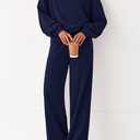 PRETTYGARDEN Women 2 Piece Outfits 2026 Spring Sweatsuits Crewneck Sweatshirt Wide Leg Sweatpants Lounge Sets Tracksuit (Blue, XS)