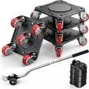 Heavy Duty Furniture Movers with 5 Wheels, Carbon Steel Panel Furniture Dolly Set with Lifter, 360 Rotatable Universal Casters for Easy Moving, Max Load 2200LBS