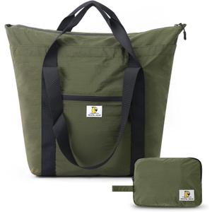 Foldable Travel Bag, 26L Duffle Bag for Travel, Expandable Second Carry-On Bag for Travel & Shopping, Water-Resistant Personal Item Bag, Olive Green