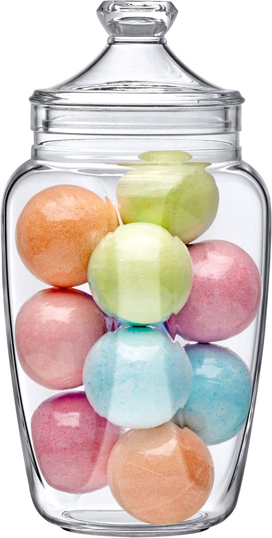 Amazing Abby - Eleanor - Plastic Bathroom Canister (60 oz), Acrylic Apothecary Jar for Vanity, BPA-Free and Shatter-Proof, Great for Bath Sponges and Shower Balls (NOT Glass) Amazing Abby - Eleanor - Plastic Bathroom Canister (60 oz), Acrylic Apothecary Jar for Vanity, BPA-Free and Shatter-Proof, Great for Bath Sponges and Shower Balls (NOT Glass)