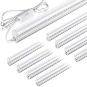 Pak 4FT LED Shop Lights, 2300LM 6500K Cool White, 20W Energy Efficient Linkable Ceiling and Under Cabinet Lighting, T5 Integrated Utility Fixture for Garage, Workshop, Basement, FCC Certified, 8 Pack