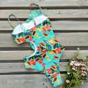 SPORLIKE Women One Piece Swimsuit Flounce Swimwear Hole Out Bathing Suit Padded Monokini (Blue, L)