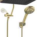 Hibbent 13'' 5-spray Rain Shower Head, 10-Spray Handheld, Brushed Gold