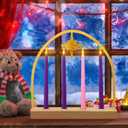 4 Pcs Advent LED Candle with Remote Hexagram Flameless Candleholder Battery Operated Candlesticks for Advent Wreath Lent Decorations Flickering Flameless Candles with Remote Timer