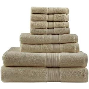Madison Park 800GSM Bathroom Towel Set of 8 100% Cotton Bath Towel Set for Bathroom Luxurious Highly Absorbent 2 Bath Towels 2 Hand Towels 4 Washcloths Quick Dry Spa Quality Beige