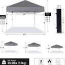 Pop Up Canopy 8X8 FT,Portable Sun Instant Shelter w/Backpack Bag,Waterproof,Adjustable Straight Leg Heights Canopies,Outdoor Tents for Parties,Camping,Commercial Event,Grey