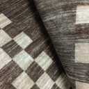 GarveeHome Scalloped Round Rug 4ft Modern Solid Color Circle Rugs Non Slip Low Pile Living Room Throw Carpat Washable Bedroom Scalloped Round Area Rug Stain Resistant Bordered Rug for Kitchen, Brown