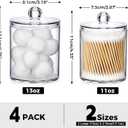 4 Pack Acrylic Qtip Holder Dispenser for Cotton Swabs, Balls, Pads, Floss Picks- Small Clear Acrylic Canister Apothecary Jar Set, Bathroom Essentials Accessories Decor, Vanity Makeup Storage Organizer
