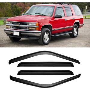 Window Visors for 1995-2000 Tahoe/Yukon, 1992-1999 Suburban, Chevy/GMC C/K 1500/2500/ 3500 for Crew Cab 1992-2000, Rain Guards Vent Deflector Shade Smoke for 1999-2000 Escalade, Tape-On, 4PCS
