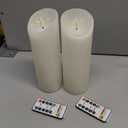 5plots 9" x 3" Flickering Flameless Candles - Battery Operated Wax LED Candles - Amber Yellow Light with Remote and Timers Set of 2, Ivory, for Home Decor, Candle Sconces