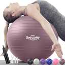 Soft Exercise ball, Anti-Burst Yoga Ball Chair Supports 2200lbs, Workout Equipment w/ Pump for Women Pregnancy, Medicine, Birthing, Physical Therapy, Stability, Excersing, Birth, Swiss, Fitness, Gym (L(58-65cm), Rosy Morning Glow)