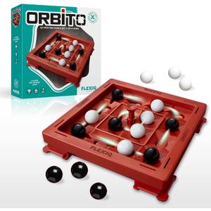 ASKVDL Orbito from Flex IQ, 2 Player Strategy Games for Family Gatherings, Great for Kids Games, Includes 1 Game Board with Orbito Button, 8 White Marbles and 8 Black Marbles