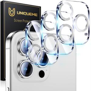 UniqueMe for 3 Pack iPhone 17 Pro Max Camera Lens Protector - [Drop Protection] [Case Friendly] 9H Tempered Glass Camera Cover Screen [Update New Version] - All Silver