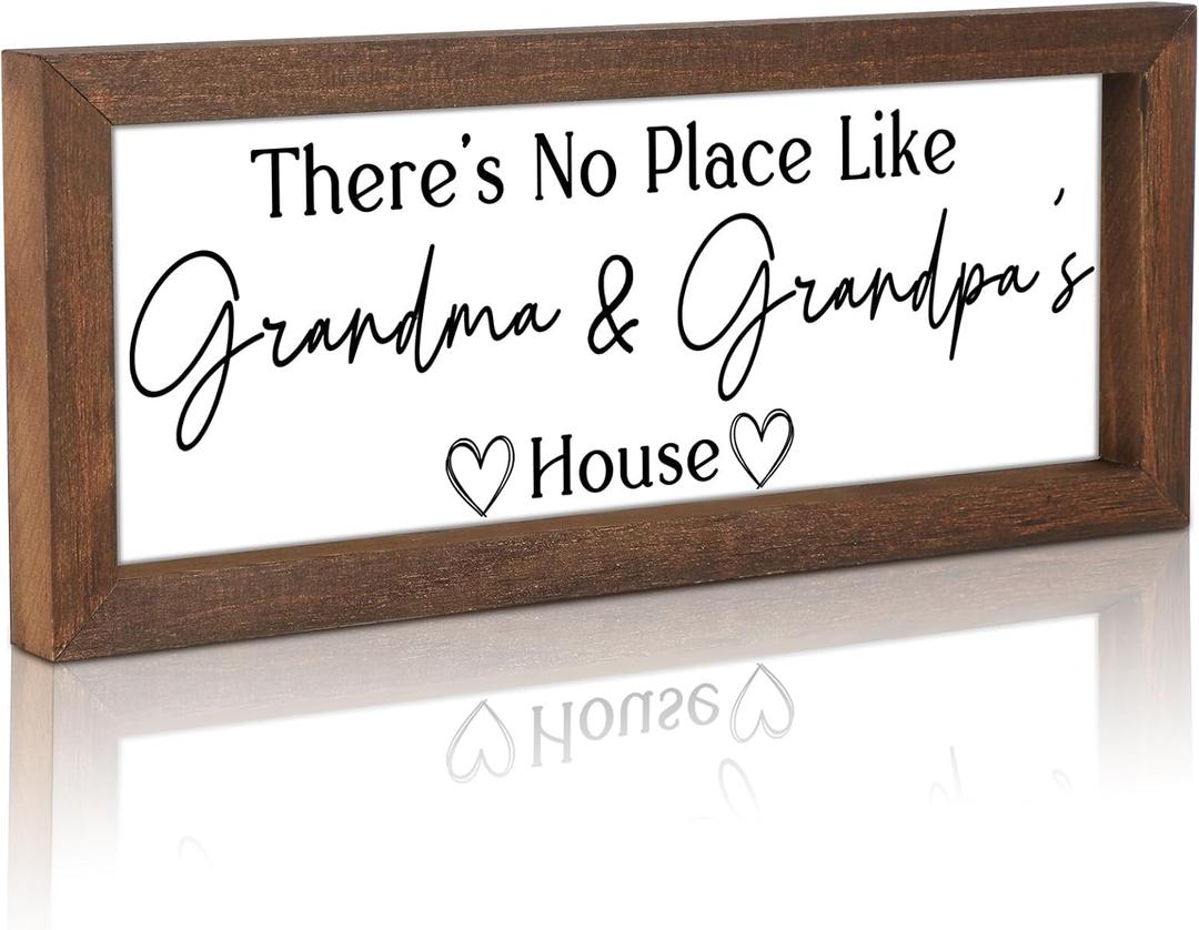 Yousoontic Grandparents Gift from Grandkids There's No Place Like Grandma & Grandpa's House Wooden Sign Farmhouse Home Decor for Father's Day Birthday Christmas Thanksgiving Gift (Black,11.8 Inch)