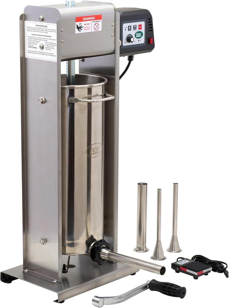 LEM Products Big Bite Motorized 30 Pound Capacity Stainless Steel Sausage Stuffer with Removable Cylinder, 0.5 HP