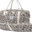 LOVEVOOK Travel Duffle Bag,Weekender Bags for Women with Shoe CompartmentCarry on Overnight Bag with Toiletry Bag,Gym Duffel Bag with Wet Pocket, Hospital Bags for Labor and Delivery (Large-2 Pcs, Leopard print)