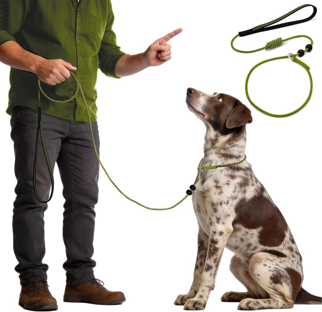 BeauGo|Dog Leash Slip Lead|Dog Training Leash,Trainer Rope Designed for DogTraining and NGKC Competition,No Pull Dog Lead & Collar,Trainer Rope for Small Medium Large Dogs.Slip Leads for Dogs 6 FT (DARK GREEN)