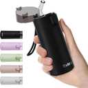 5oz Small Water Bottles with Straw, Mini Water Bottle with One-Hand Open Design, Leak-Proof Locking Lid for Hot&Cold Drinks, Small Travel Water Bottle - 100% Leakproof for School, Travel(Black)