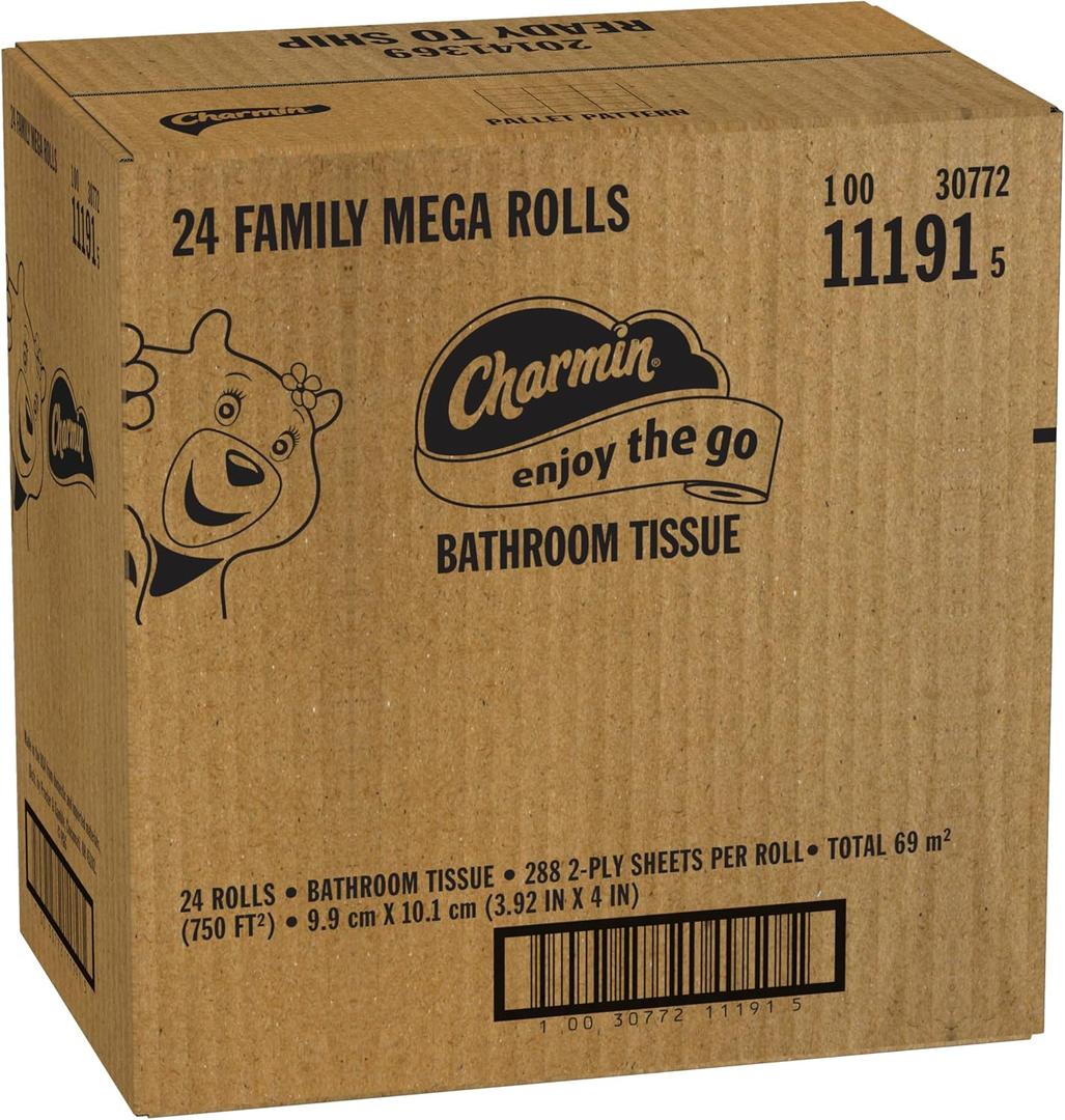 Charmin Ultra Soft Cushiony Touch Toilet Paper, 24 Family Mega Rolls