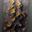 Large Canvas Wall Art for Living Room Bedroom Home Office Grey and Gold Metal Color Plum Blossom Picture Modern Canvas Prints Framed Wall Decor Size 20x40