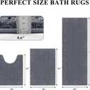 Pauwer Bathroom Rugs Sets 3 Piece Bathroom Shower Rugs with U-Shaped Contour Toilet Mat Absorbent Microfiber Plush Bath Mats Non Slip Bath Rugs Machine Washable Shaggy Bath Mat Set, Dark Grey