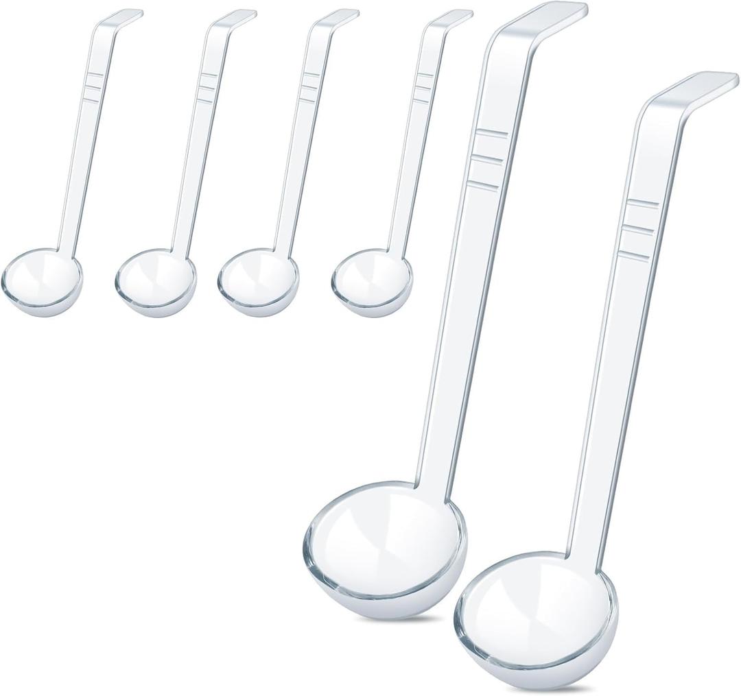 6 Pcs 1 Oz Small Ladle 7.87 Inches Mini Ladles for Serving Sauce, Soup, Dressing, Punch Bowl, Gravy, Cocktail, Fruit Juices  Clear Plastic Long Handle Ladles for Parties