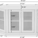Panana Corner TV Stand - 47 Inch Media Console with 4 Doors and Shelves, Living Room Storage for TVs up to 51 Inch (White), 13.97" W x 23.62" H x 47.32" D