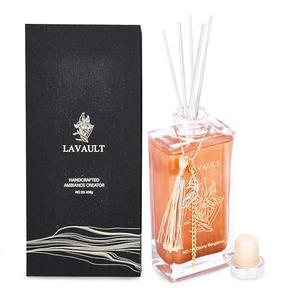 Pack of 2, Lavault Reed Oil Room Diffuser - Home Fragrance Reed Diffuser and Oil Diffuser Sticks - Natural Reed Diffuser Set - Relaxing and Calming Scent - 5.07oz Diffusers for Home - Gold - Ebony Bergamot Aroma