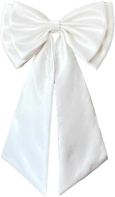 Detachable Satin Bow for Wedding Dress Bowknot with Irregular Tulle Tail