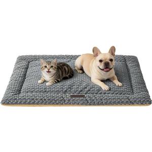 SOMAHE Cat & Dog Bed Mat, Soft Plush Flat Cat Bed with Non-Slip Bottom, 1.2" Thick All-Season Kneading Cushion, Machine Washable Pet Bed for Cats & Small Dogs 20×27Inch, Grey