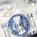 Hioasis 60pcs Blue Plastic Plates Set - Floral Blue & White Porcelain Design, 10.25" Dinner & 7.5" Dessert Plates Disposable for Wedding (Dishwasher Safe, Art Style), 7.5in/10.25in
