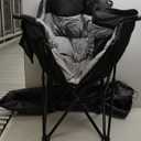 Oversized Camping Chairs for Adults - Heavy Duty Padded Outdoor Folding Lawn XL Camp Chair with Cup Holder Cooler Pockets for Outside Sports Beach Fishing Garden Portable Supports 500lbs, Black