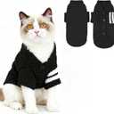 EXPAWLORER Cat Sweater Cardigan - Stylish Knitted Cat Clothes, British Style Soft Puppy Sweater with Sleeve Warm Pet Clothing Knitwear, Fall and Winter Kitten Coat for Girl Boy Cats, Black Small