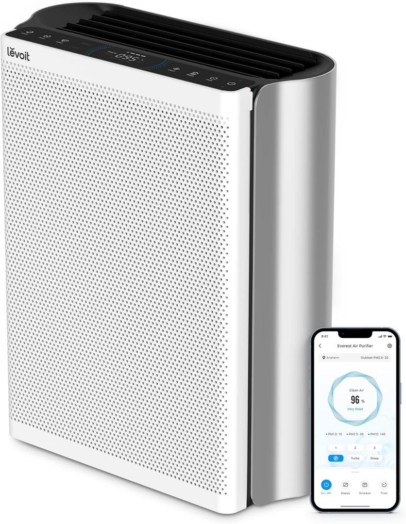 LEVOIT Air Purifiers for Home Large Room with 3-Channel Air Quality Monitor, Washable Pre-Filter, AHAM VERIFIDE, HEPA Sleep Mode for Pet, Allergy, Smoke, Dust, Alexa Control, 2657 Ft, EverestAir-P